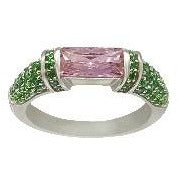 Pink Sapphire and Green Emerald Pinky Ring Rings Trendzio 4 