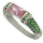 Pink Sapphire and Green Emerald Pinky Ring Rings Trendzio 