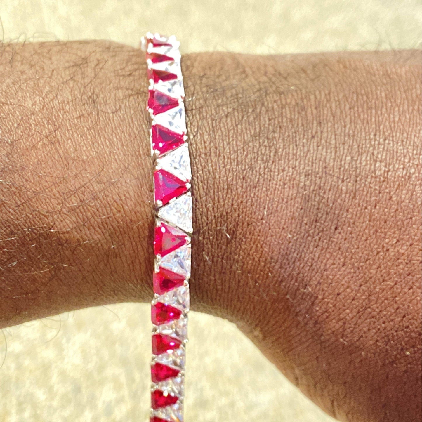 Red and White Trillion Bracelet Bracelets TRENDZIO 