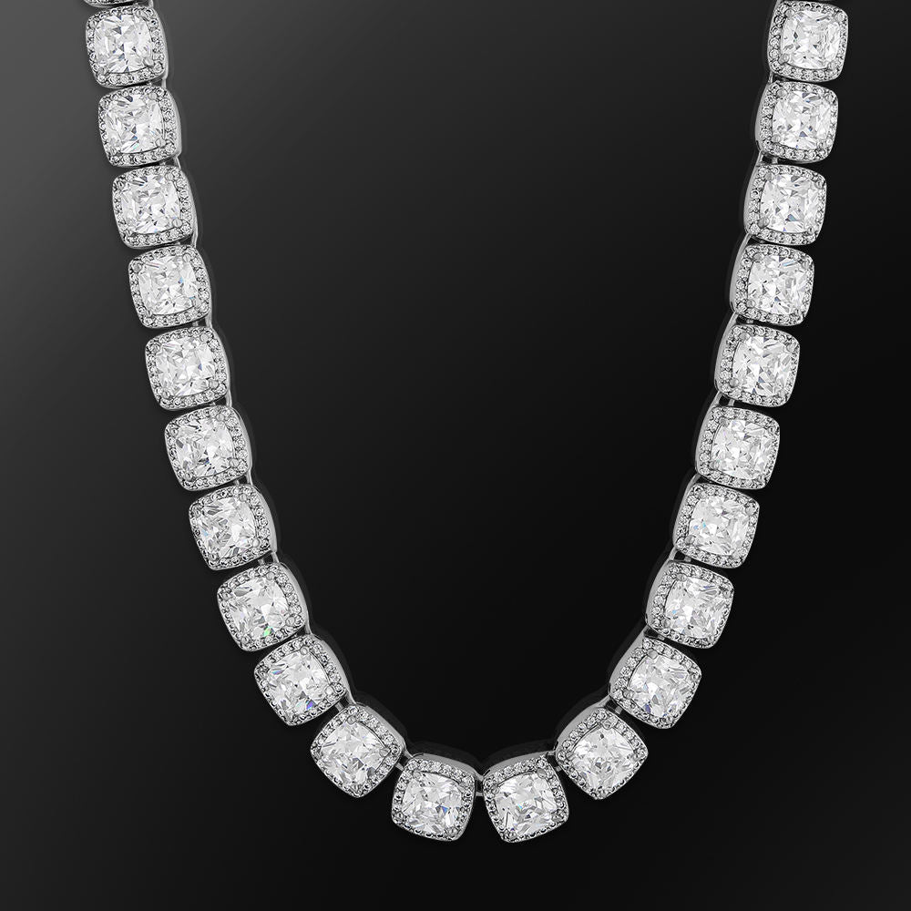 Romeo 10mm White Gold Cluster Diamond Necklace Necklaces Trendzio 