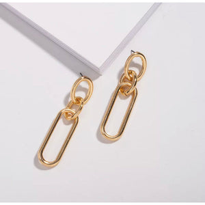 Rose Long Oval Chain Link Earrings Earrings Trendzio Gold 