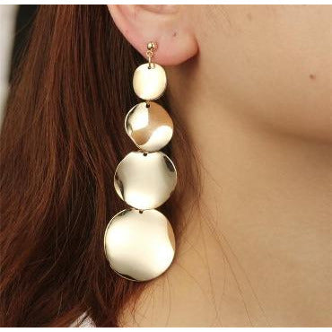 Round Disc Statement Dangle Earrings Earrings Trendzio 