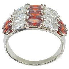 Ruby Red and White CZ Baguette Cluster Ring Rings Trendzio 