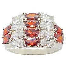 Ruby Red and White CZ Baguette Cluster Ring Rings Trendzio 6 