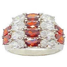 Ruby Red and White CZ Baguette Cluster Ring Rings Trendzio 6 