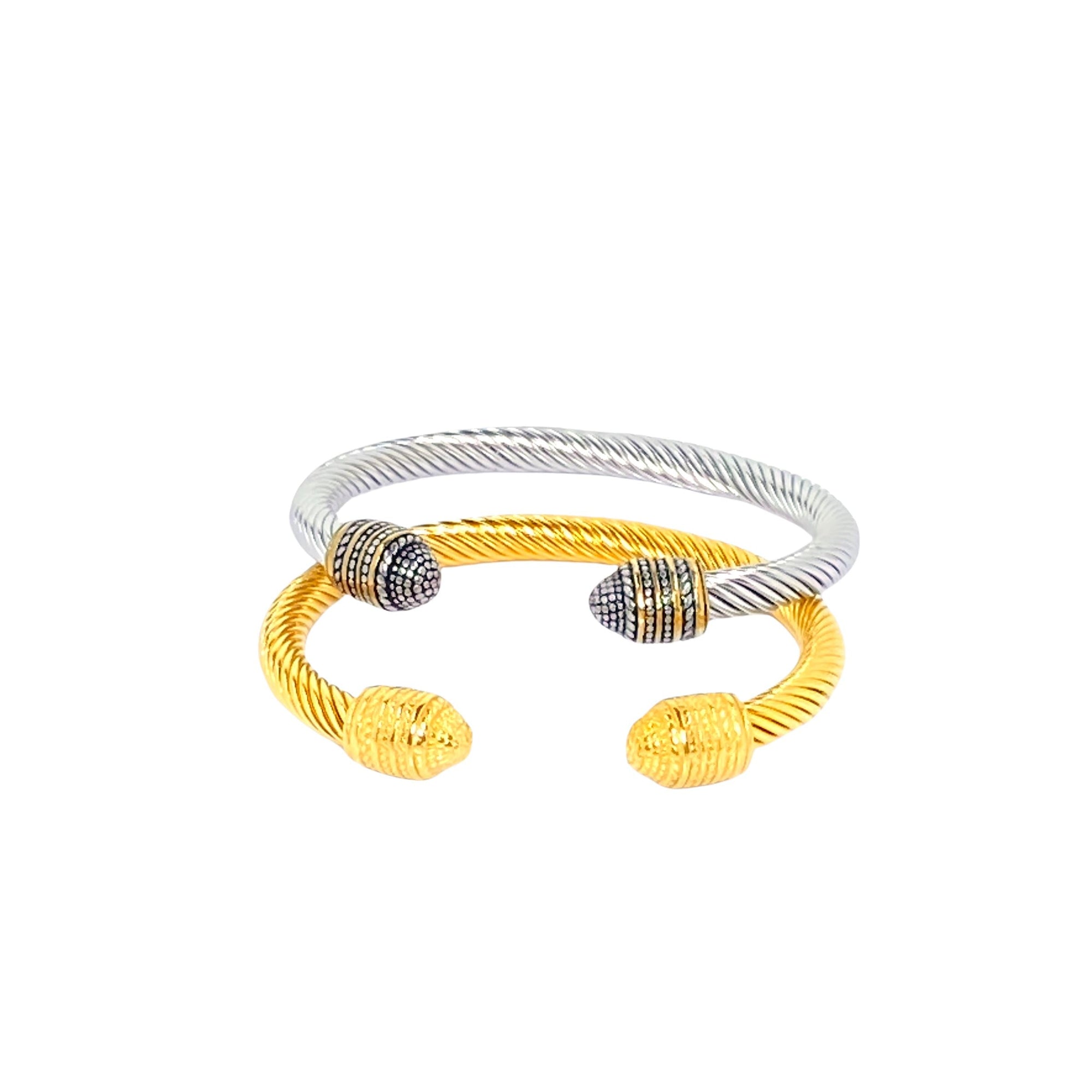Sanora Stainless Steel Twisted Gold Open Bracelet Bracelets TRENDZIO 
