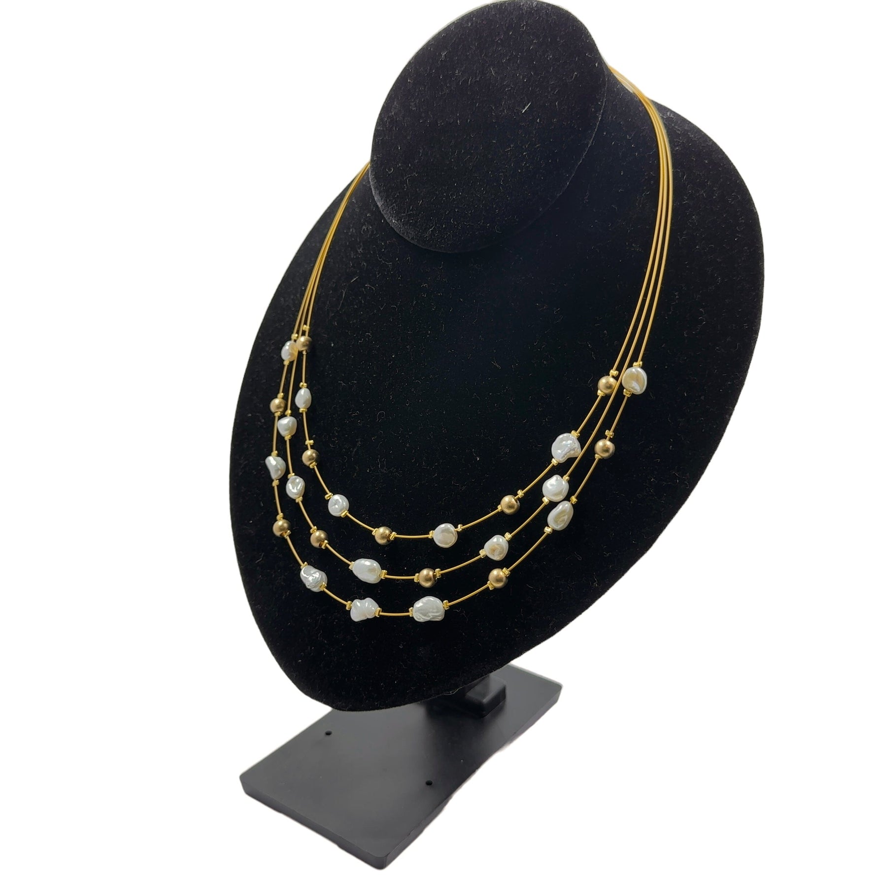 Sea Lily 3 Strand Japanese Keisha Pearl Necklace Necklaces Sea Lily 