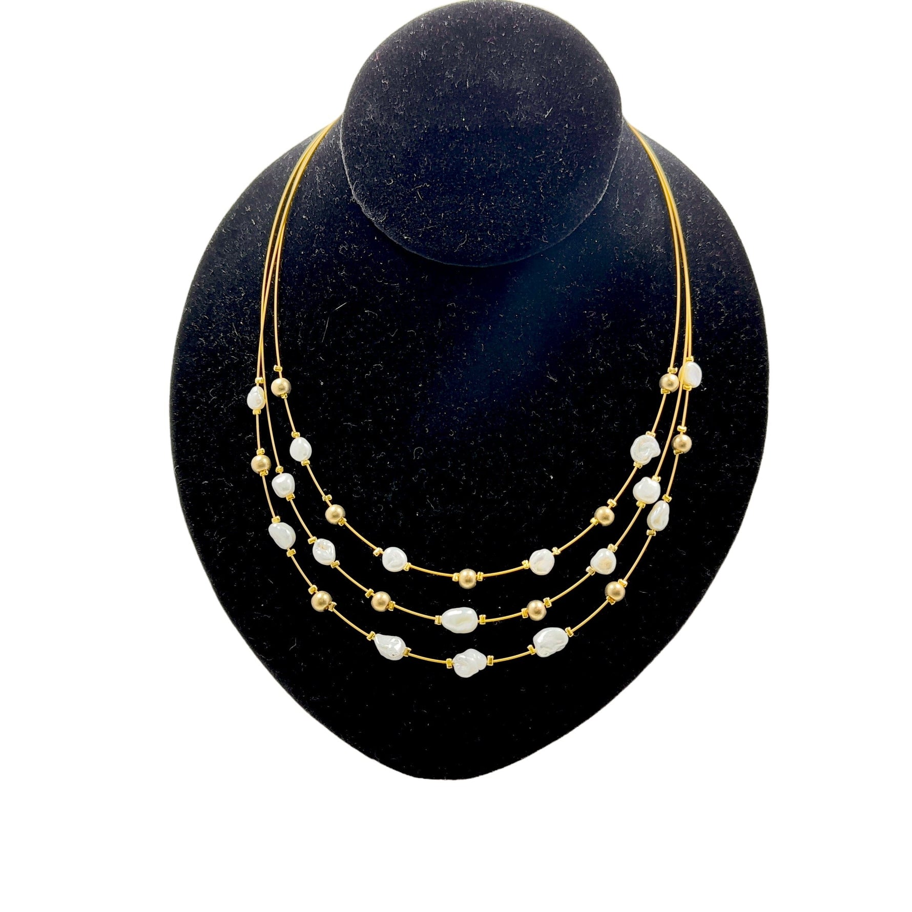 Sea Lily 3 Strand Japanese Keisha Pearl Necklace Necklaces Sea Lily 