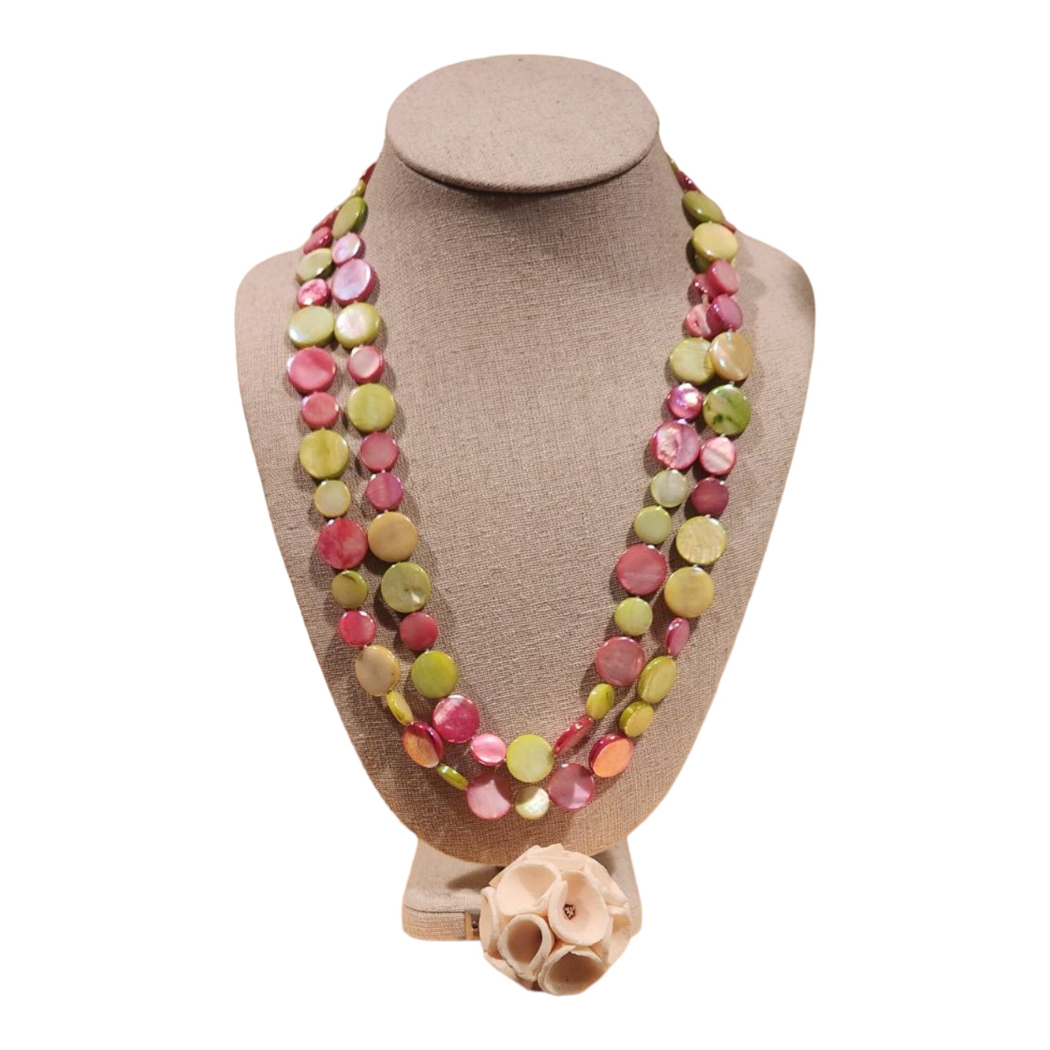 Green-pink-white newest necklace