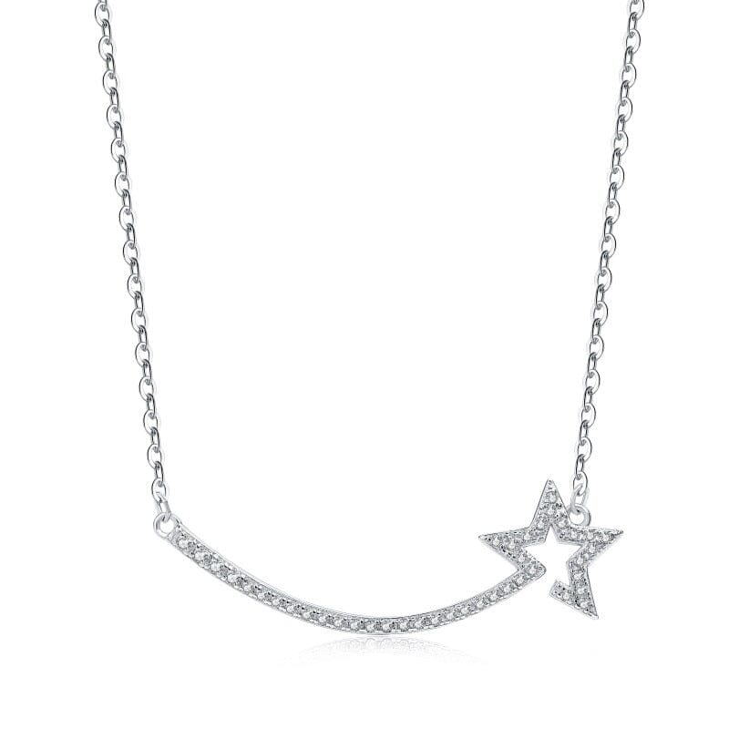Silver Star Necklace with a delicately designed star and crescent featuring sparkling accents on a fine chain.