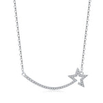 Silver Star Necklace with a delicately designed star and crescent featuring sparkling accents on a fine chain.