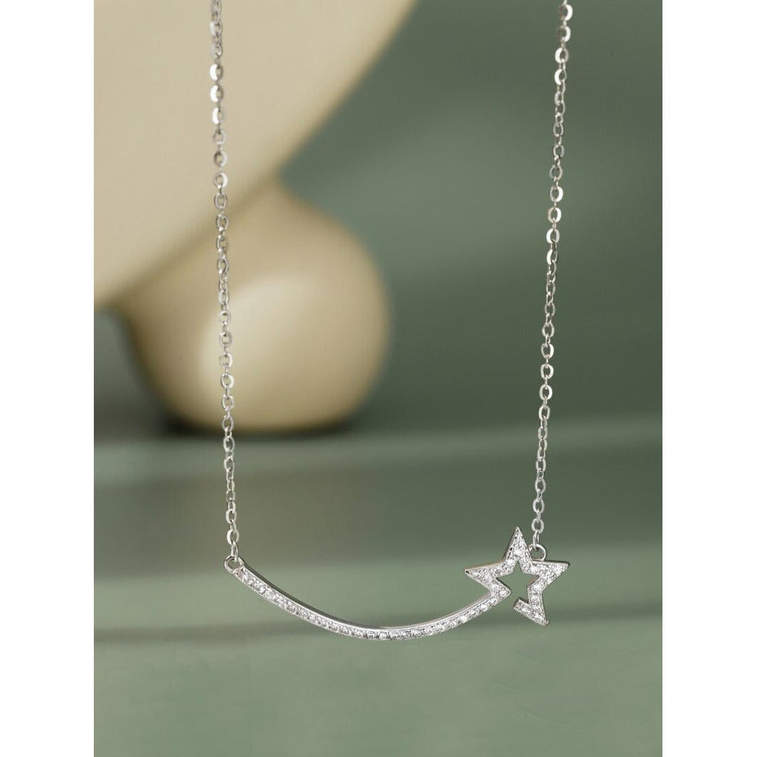 Elegant Silver Star Necklace with Delicate Chain and Sparkling Star Pendants