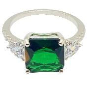 Stunning Emerald .925 Sterling Silver Ring Rings Trendzio 