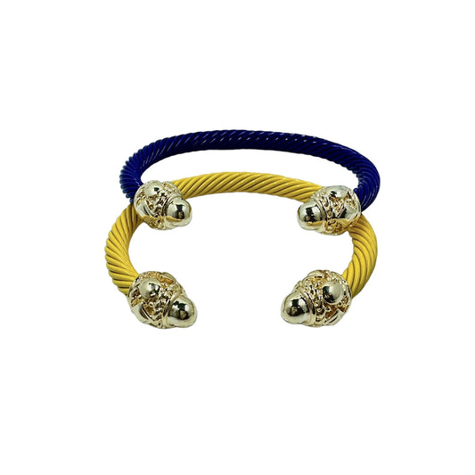 Tessa Bangle Gold Tip Bracelet Blue and Yellow Bracelets TRENDZIO 