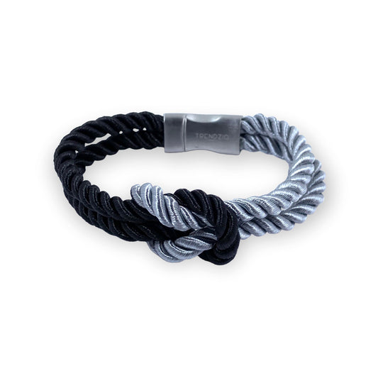 The Original Love Knot Satin Rope Bracelet- Black and Grey Bracelets Trendzio Black and Grey 