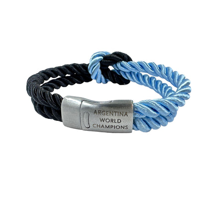 The Original Love Knot Satin Rope Bracelet- Black and Lt. Blue Bracelets Trendzio Argentina World Champions 
