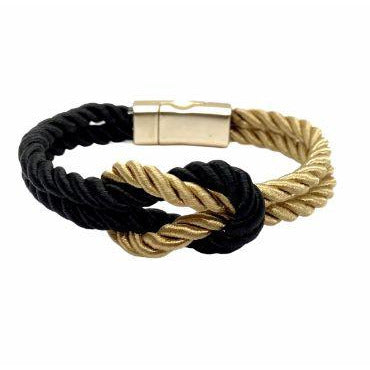The Original Love Knot Satin Rope Bracelet- Black and Old gold Bracelets Trendzio Black and Old Gold 