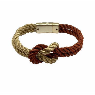 The Original Love Knot Satin Rope Bracelet- Brown and Old Gold Bracelets Trendzio Brown and Old Gold 