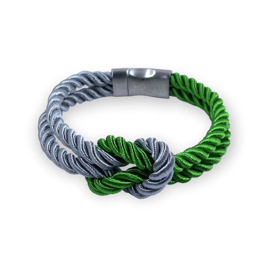 The Original Love Knot Satin Rope Bracelet Green and Grey Bracelets Trendzio Green and Grey 