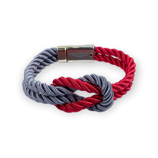 The Original Love Knot Satin Rope Bracelet Grey and Red Bracelets Trendzio Grey and Red 