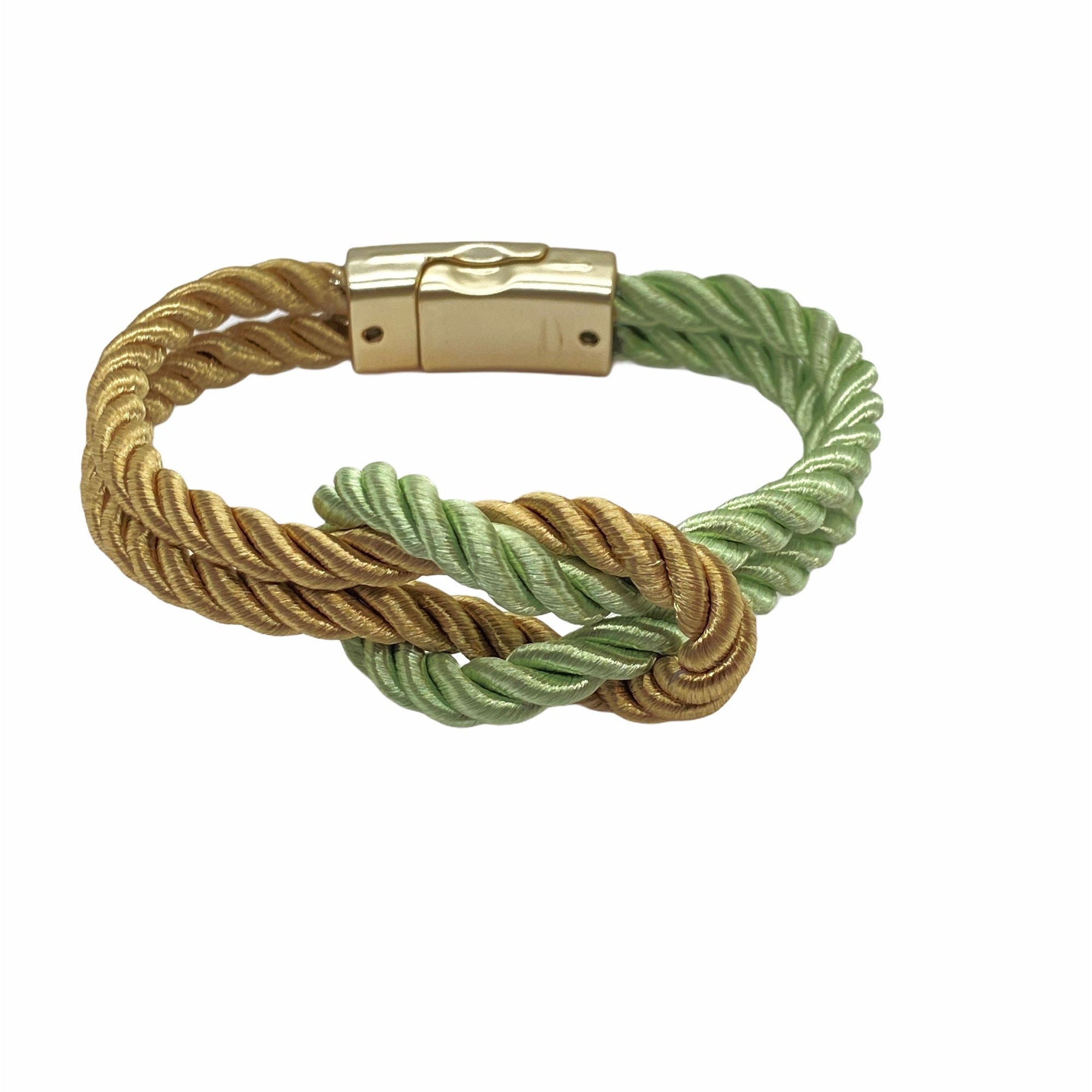 The Original Love Knot Satin Rope Bracelet- Old Gold and Mint Green Bracelets Trendzio Old gold and Mint Green 