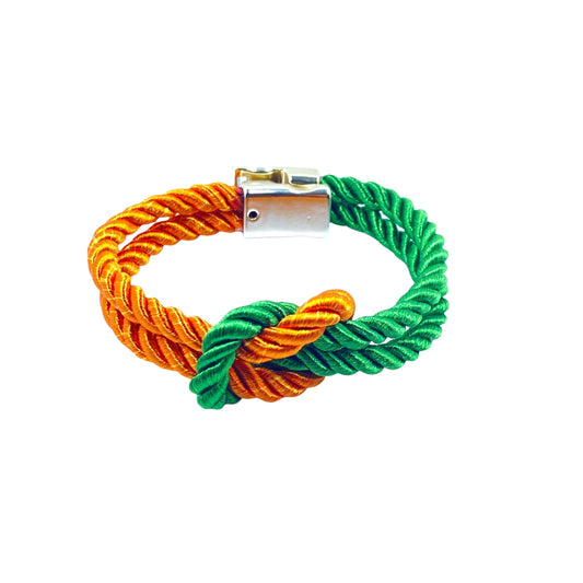 The Original Love Knot Satin Rope Bracelet- Orange and Green Bracelets Trendzio Orange and Green 