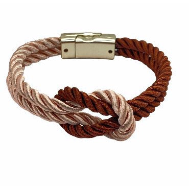 The Original Love Knot Satin Rope Bracelet- Peach and Brown Bracelets Trendzio Peach and Brown 