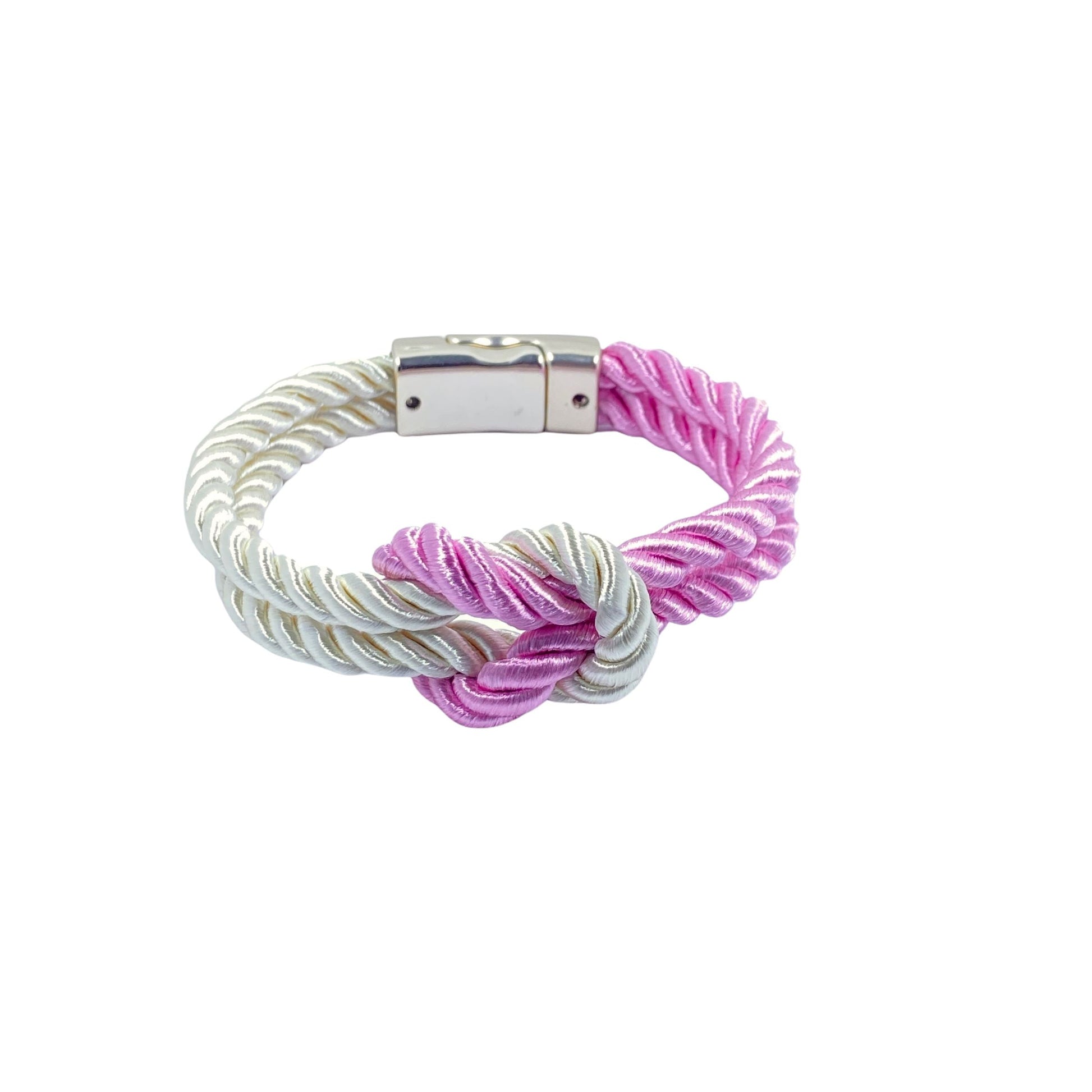 The Original Love Knot Satin Rope Bracelet- Pink and White Bracelets Trendzio Pink and White 
