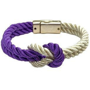 The Original Love Knot Satin Rope Bracelet- Purple and White Bracelets Trendzio Purple and White 