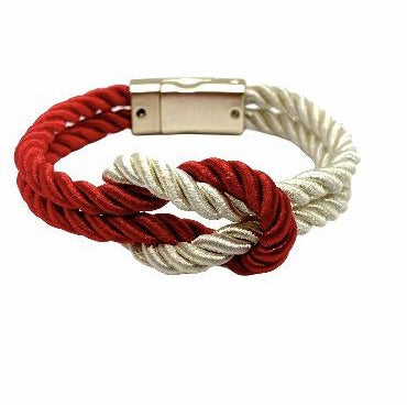 The Original Love Knot Satin Rope Bracelet- Red and White Bracelets Trendzio Red and White 