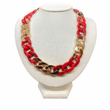 Trendy Acrylic Chain Link Choker Necklace necklace Trendzio Red 