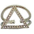 Triangle Silver Color Ring Rhinestones Adjustable Size Rings Trendzio 