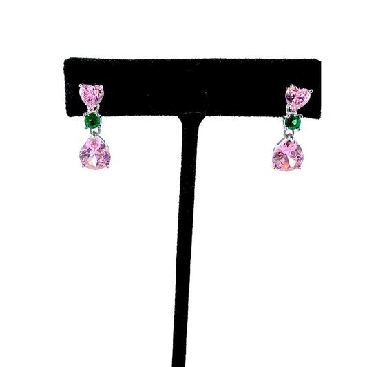 Victoria Pink and Green Drop Earrings Earrings TRENDZIO 