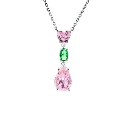 Victoria Pink and Green Drop Necklace necklace TRENDZIO 