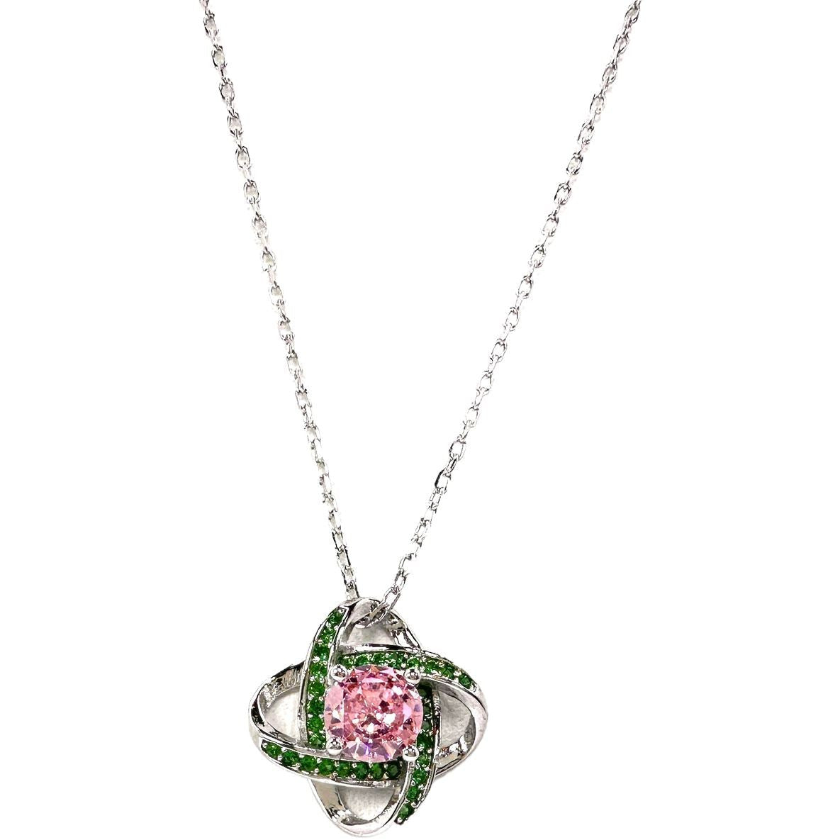 Yara Sterling Silver Necklace necklace TRENDZIO Pink Center Stone 