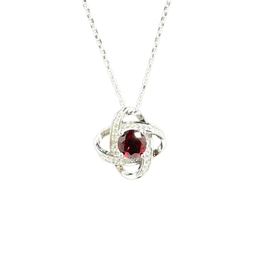 Yara Sterling Silver Necklace Ruby Red and Diamond necklace TRENDZIO 