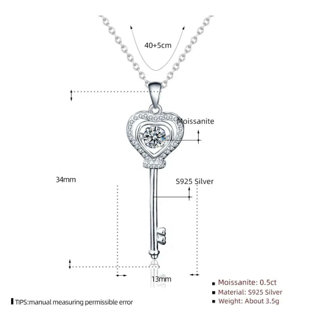Yolette Diamond Key Heart Necklace Necklaces Trendzio Jewelry 