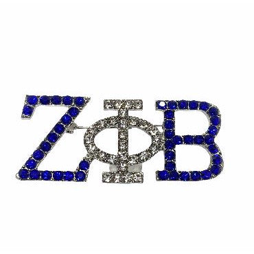Zeta Phi Beta Sorority Inc. Brooch Brooch Trendzio White and Blue Crystals 